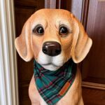 Dog statue with bandana